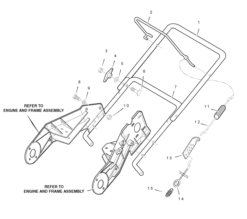Handle Assembly Diagram and Parts List for 6210540X116NA-PM50E 2007 Briggs and Stratton Snow Blower